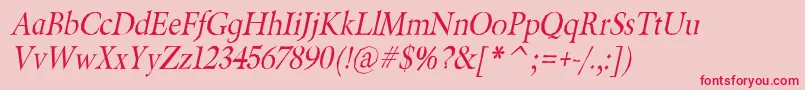 フォントBeryliumItalic – ピンクの背景に赤い文字