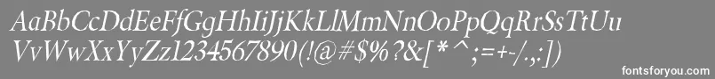 BeryliumItalic-fontti – valkoiset fontit harmaalla taustalla
