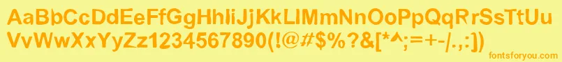 Czcionka Dirty02Bold – pomarańczowe czcionki na żółtym tle