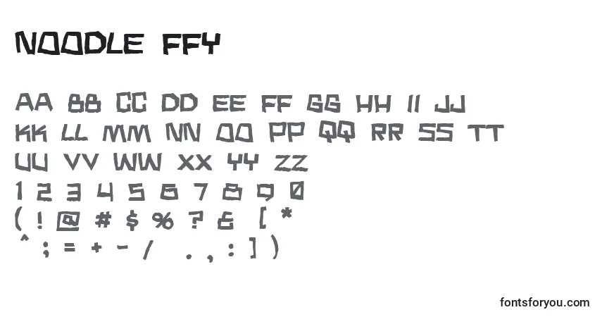 Schriftart Noodle ffy – Alphabet, Zahlen, spezielle Symbole