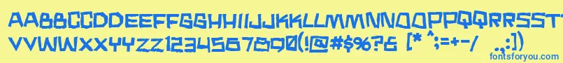 Noodle ffy Font – Blue Fonts on Yellow Background