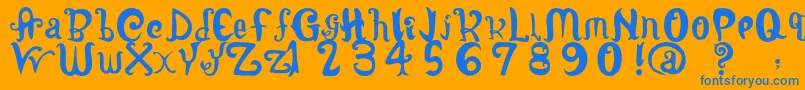 LatepubertyRegular2-Schriftart – Blaue Schriften auf orangefarbenem Hintergrund