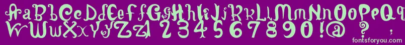 LatepubertyRegular2-Schriftart – Grüne Schriften auf violettem Hintergrund