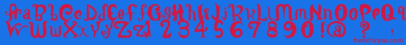 LatepubertyRegular2 Font – Red Fonts on Blue Background