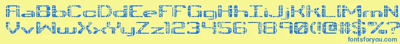 フォントTonik – 青い文字が黄色の背景にあります。