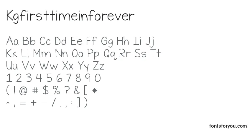 A fonte Kgfirsttimeinforever – alfabeto, números, caracteres especiais