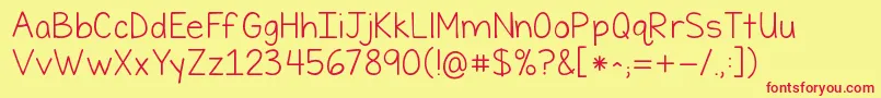 Kgfirsttimeinforever Font – Red Fonts on Yellow Background