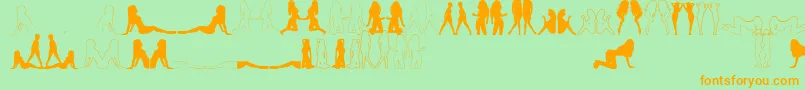 フォントBabeAlicious – オレンジの文字が緑の背景にあります。