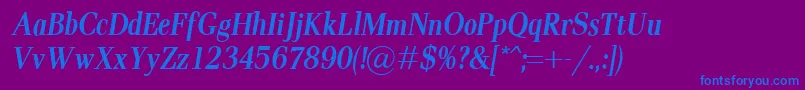 フォントPaxCondBolditalic – 紫色の背景に青い文字