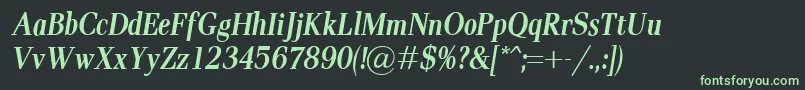 フォントPaxCondBolditalic – 黒い背景に緑の文字