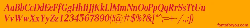 PaxCondBolditalic Font – Red Fonts on Orange Background
