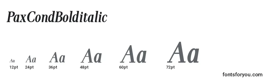 PaxCondBolditalic Font Sizes