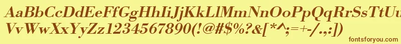 UrwbodonitmedwidOblique Font – Brown Fonts on Yellow Background