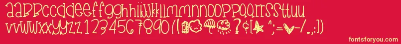 Junegloom-fontti – keltaiset fontit punaisella taustalla