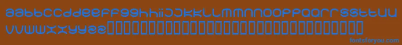 Spearbox-Schriftart – Blaue Schriften auf braunem Hintergrund