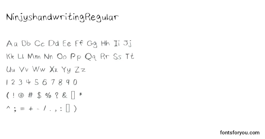 A fonte NinjyshandwritingRegular – alfabeto, números, caracteres especiais