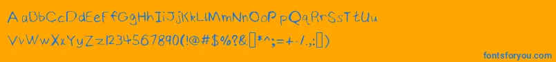 NinjyshandwritingRegular-Schriftart – Blaue Schriften auf orangefarbenem Hintergrund