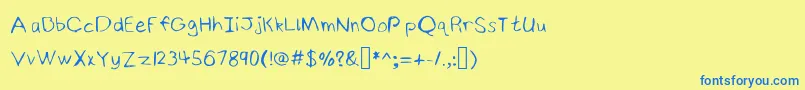 NinjyshandwritingRegular Font – Blue Fonts on Yellow Background