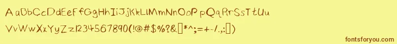 NinjyshandwritingRegular Font – Brown Fonts on Yellow Background