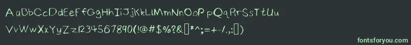 フォントNinjyshandwritingRegular – 黒い背景に緑の文字