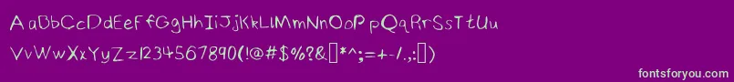 NinjyshandwritingRegular Font – Green Fonts on Purple Background