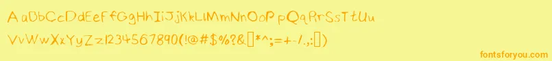 NinjyshandwritingRegular-Schriftart – Orangefarbene Schriften auf gelbem Hintergrund
