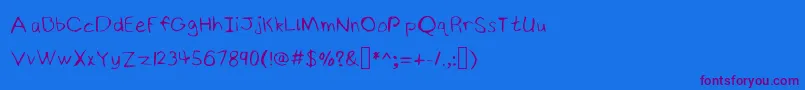 NinjyshandwritingRegular Font – Purple Fonts on Blue Background