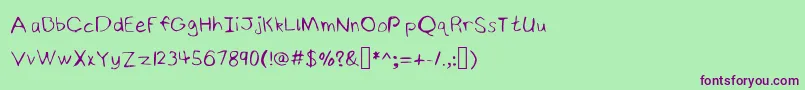 NinjyshandwritingRegular Font – Purple Fonts on Green Background