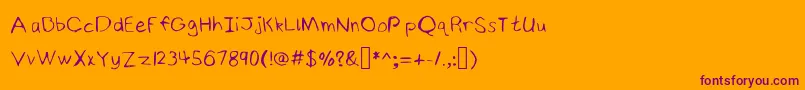 NinjyshandwritingRegular Font – Purple Fonts on Orange Background