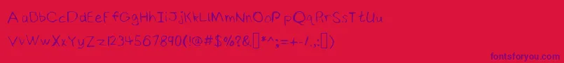 NinjyshandwritingRegular Font – Purple Fonts on Red Background