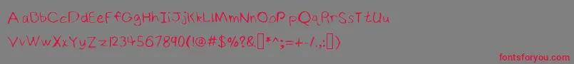 NinjyshandwritingRegular Font – Red Fonts on Gray Background