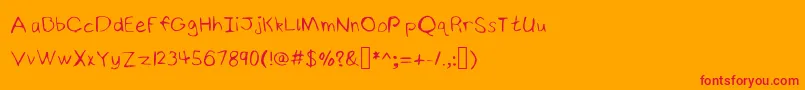 Шрифт NinjyshandwritingRegular – красные шрифты на оранжевом фоне