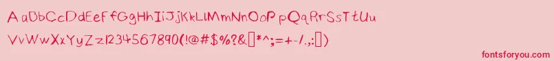 フォントNinjyshandwritingRegular – ピンクの背景に赤い文字