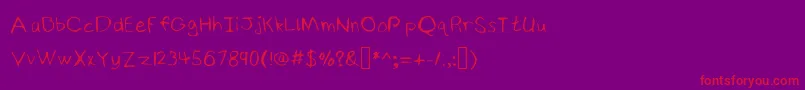 NinjyshandwritingRegular-Schriftart – Rote Schriften auf violettem Hintergrund