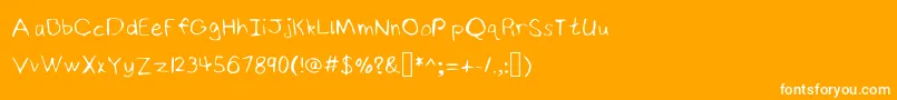 NinjyshandwritingRegular-Schriftart – Weiße Schriften auf orangefarbenem Hintergrund