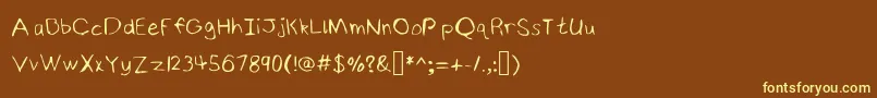 Шрифт NinjyshandwritingRegular – жёлтые шрифты на коричневом фоне