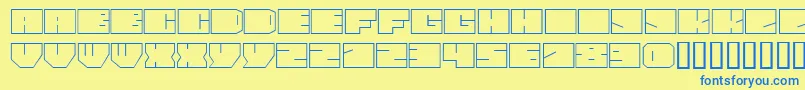 PaulBoxesCyrNormal-Schriftart – Blaue Schriften auf gelbem Hintergrund
