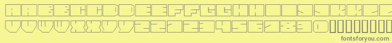 PaulBoxesCyrNormal-fontti – harmaat kirjasimet keltaisella taustalla