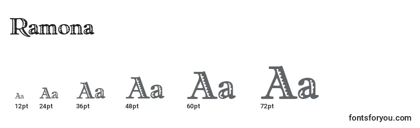 Размеры шрифта Ramona
