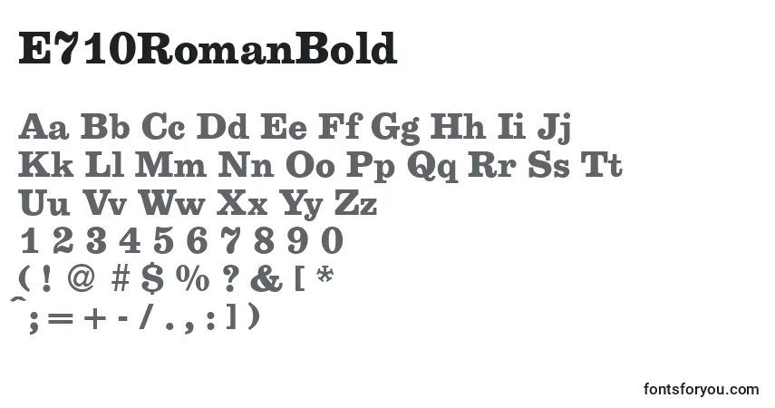 Шрифт E710RomanBold – алфавит, цифры, специальные символы