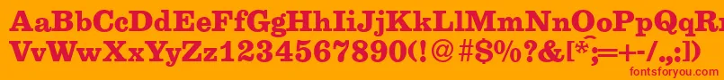 E710RomanBold-Schriftart – Rote Schriften auf orangefarbenem Hintergrund