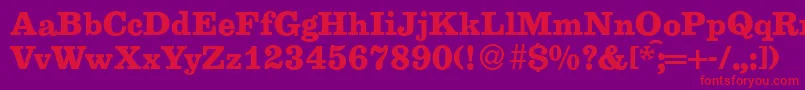 Fonte E710RomanBold – fontes vermelhas em um fundo violeta