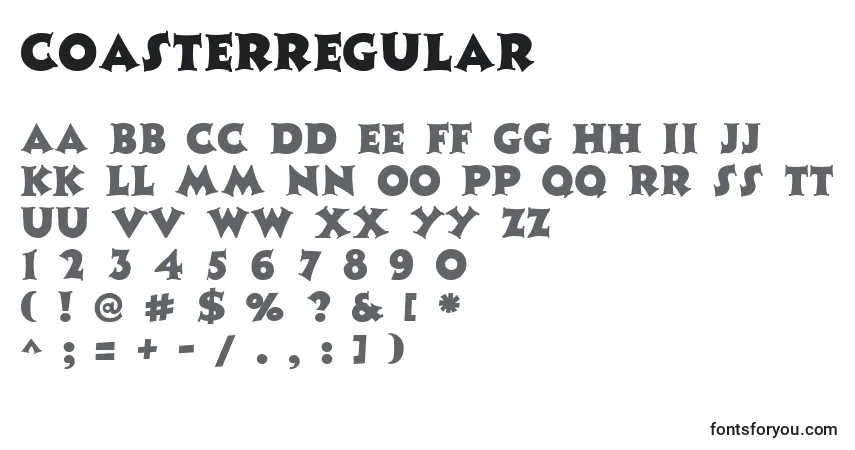 Czcionka CoasterRegular – alfabet, cyfry, specjalne znaki