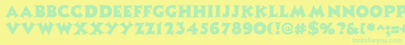 CoasterRegular-Schriftart – Grüne Schriften auf gelbem Hintergrund