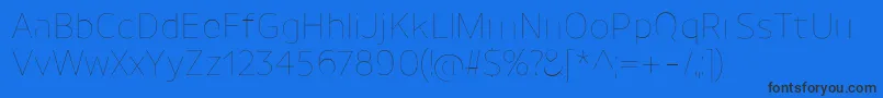 UnimanUltralight-Schriftart – Schwarze Schriften auf blauem Hintergrund