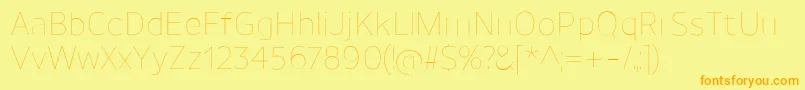 UnimanUltralight-Schriftart – Orangefarbene Schriften auf gelbem Hintergrund