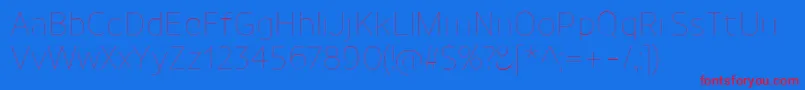 UnimanUltralight Font – Red Fonts on Blue Background