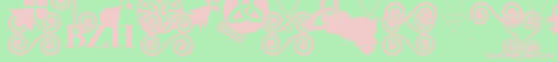 フォントAaaBzh – 緑の背景にピンクのフォント