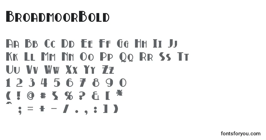 Czcionka BroadmoorBold – alfabet, cyfry, specjalne znaki