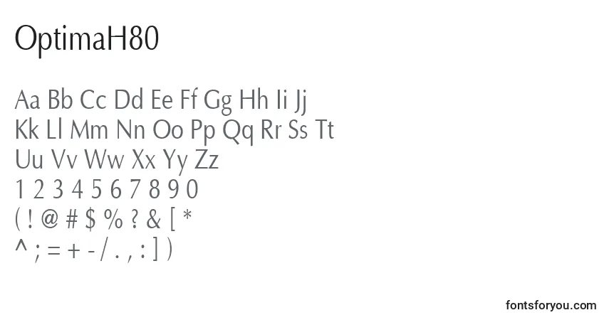 Fuente OptimaH80 - alfabeto, números, caracteres especiales